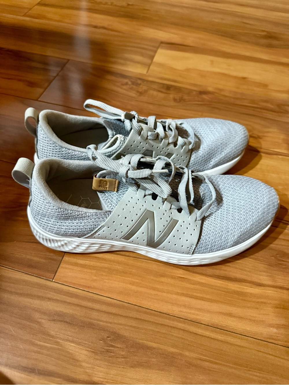 New Balance Gray Knit Lace-Up Sneakers